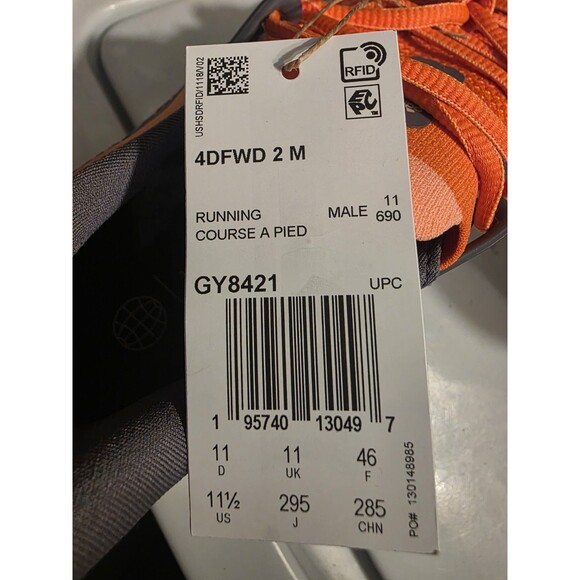 Adidas 4D FWD 2 Running Shoes Impact Orange Black Gray Mens Size 11.5 GY8421 main image 5